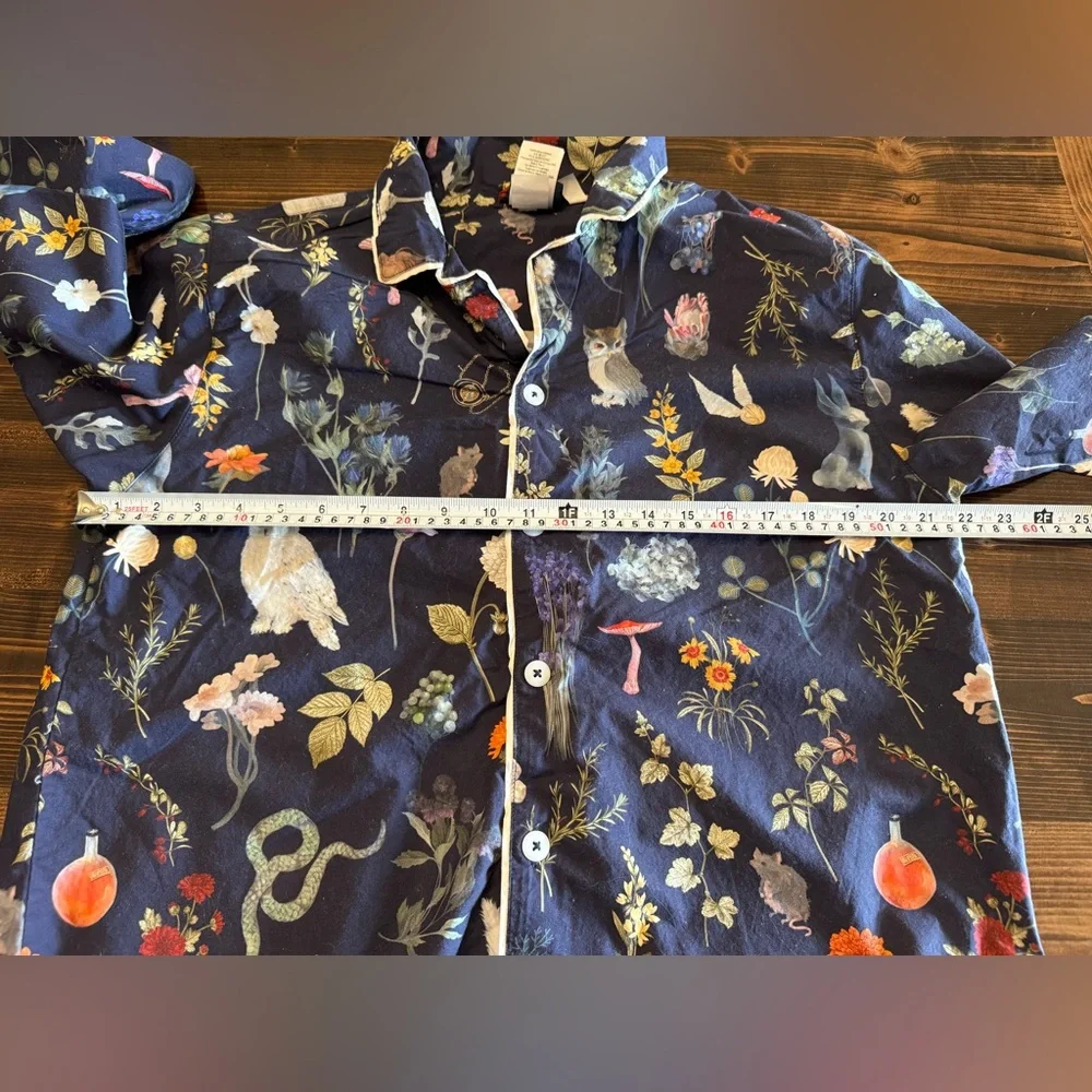 Pottery Barn Teen Harry Potter Herbology Navy‎ Button Up Pajama Top Size M